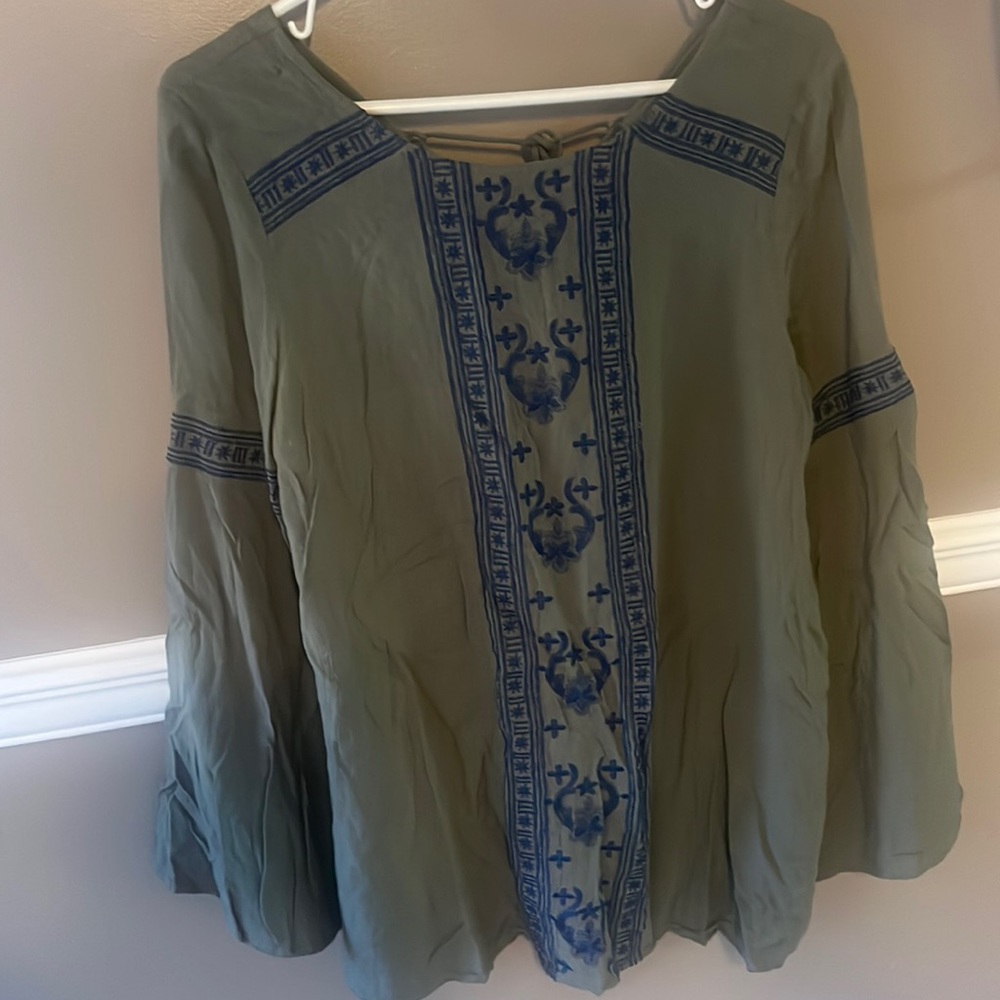 Boho green blouse